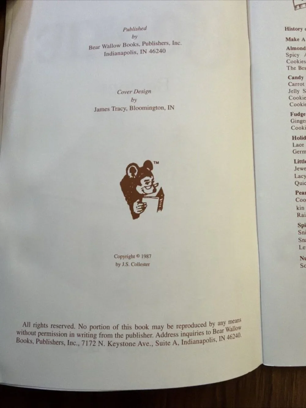 1987 Vintage Cookbook Old Fashioned Cookie Recipes Bear Wallow Books 31 Pages